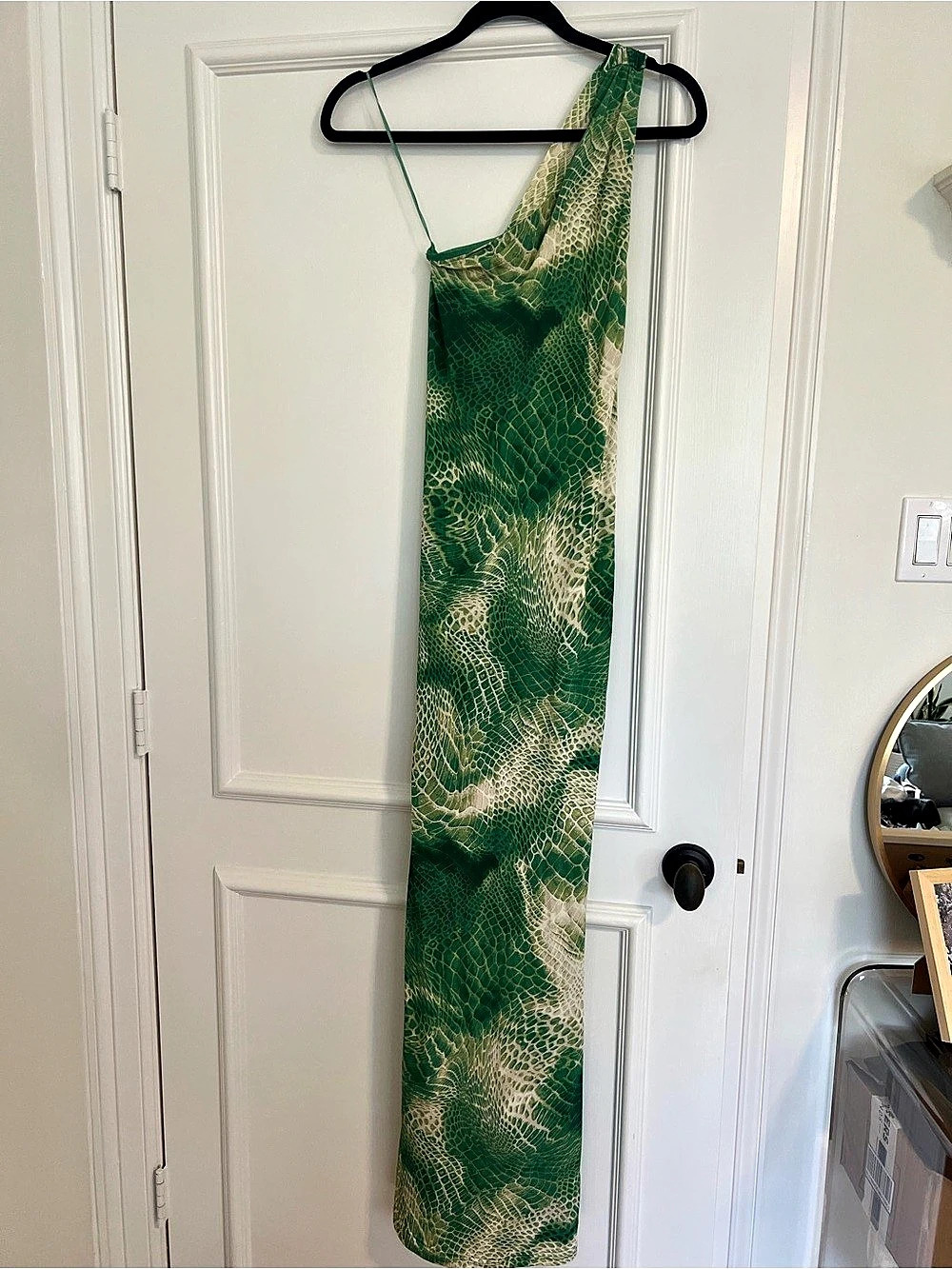Green & White Animal Print Maxi Dress